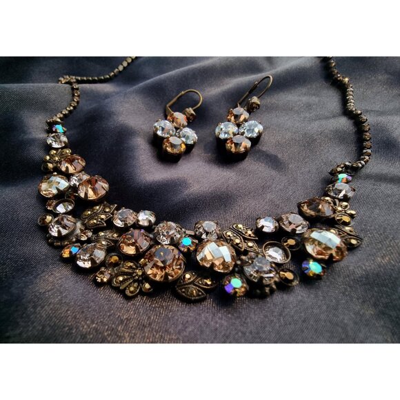 Rare Find Vintage SORRELLI Super Sparkling Signed Dark Amber Clear Smoky Rhinest - Picture 5 of 5